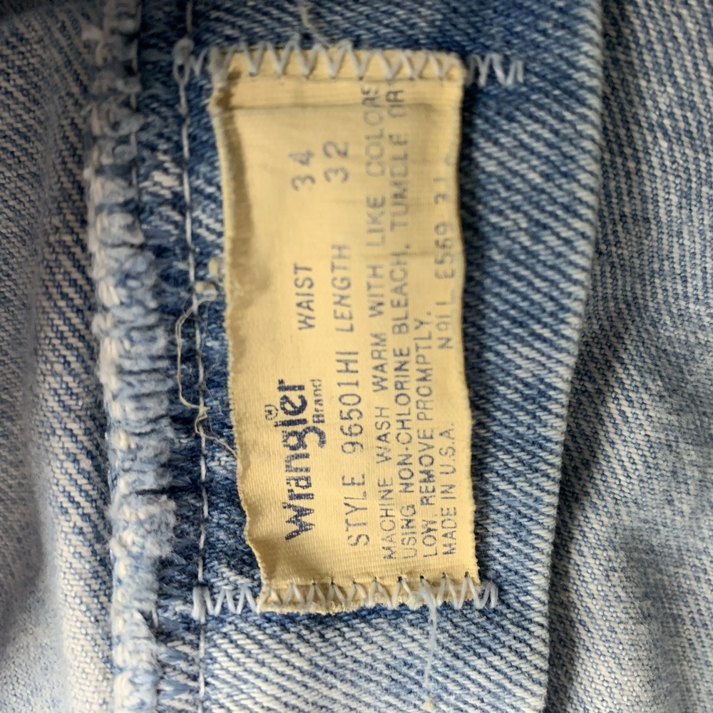 Vintage 1980s Wrangler Acid Wash Jeans Size 34x32 (32x29) Made In USA - Picture 9 of 16